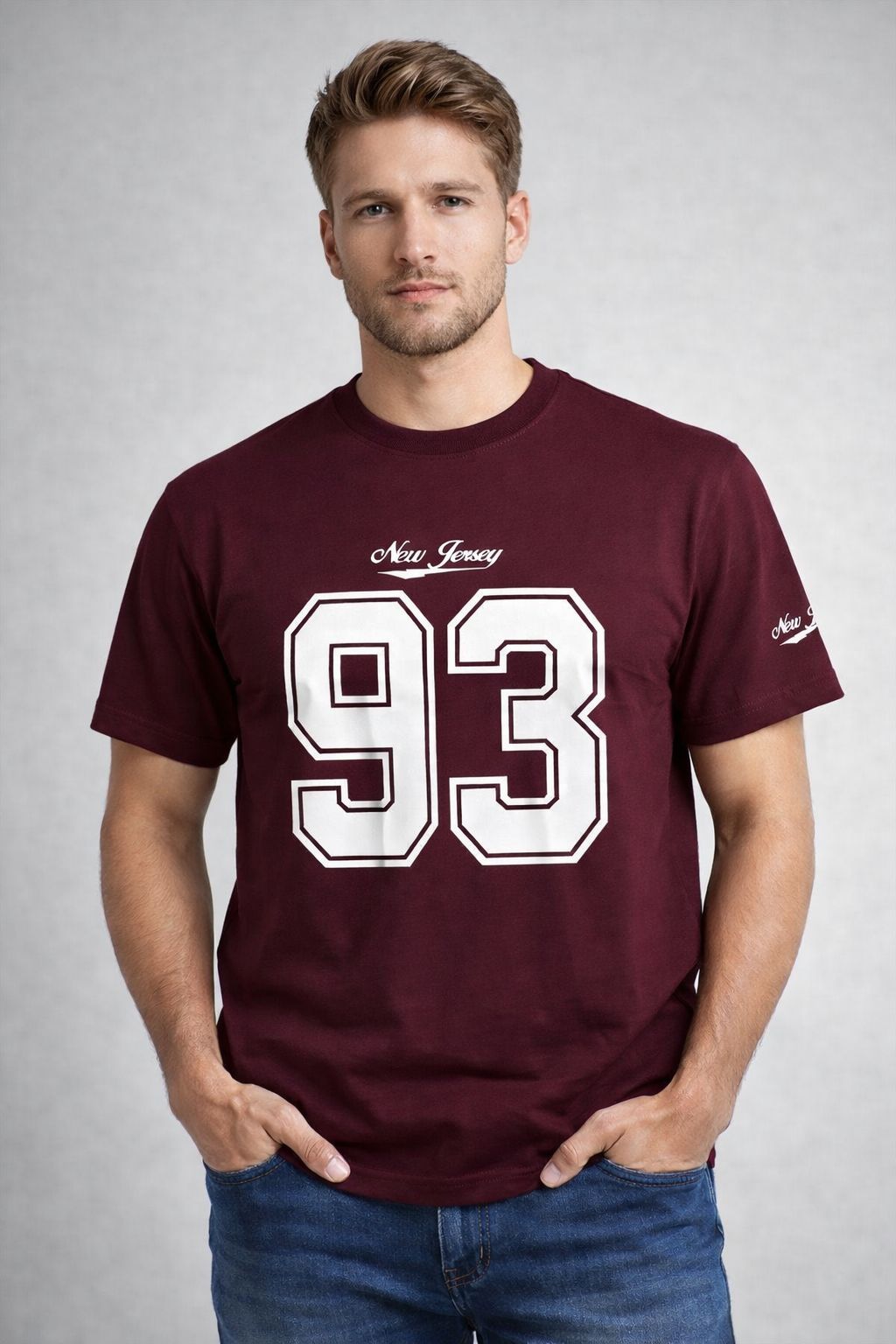 Men’s Oversized Brown Printed Cotton T-Shirt | New Jersey 93 Loose Fit Cotton Streetwear Tee
