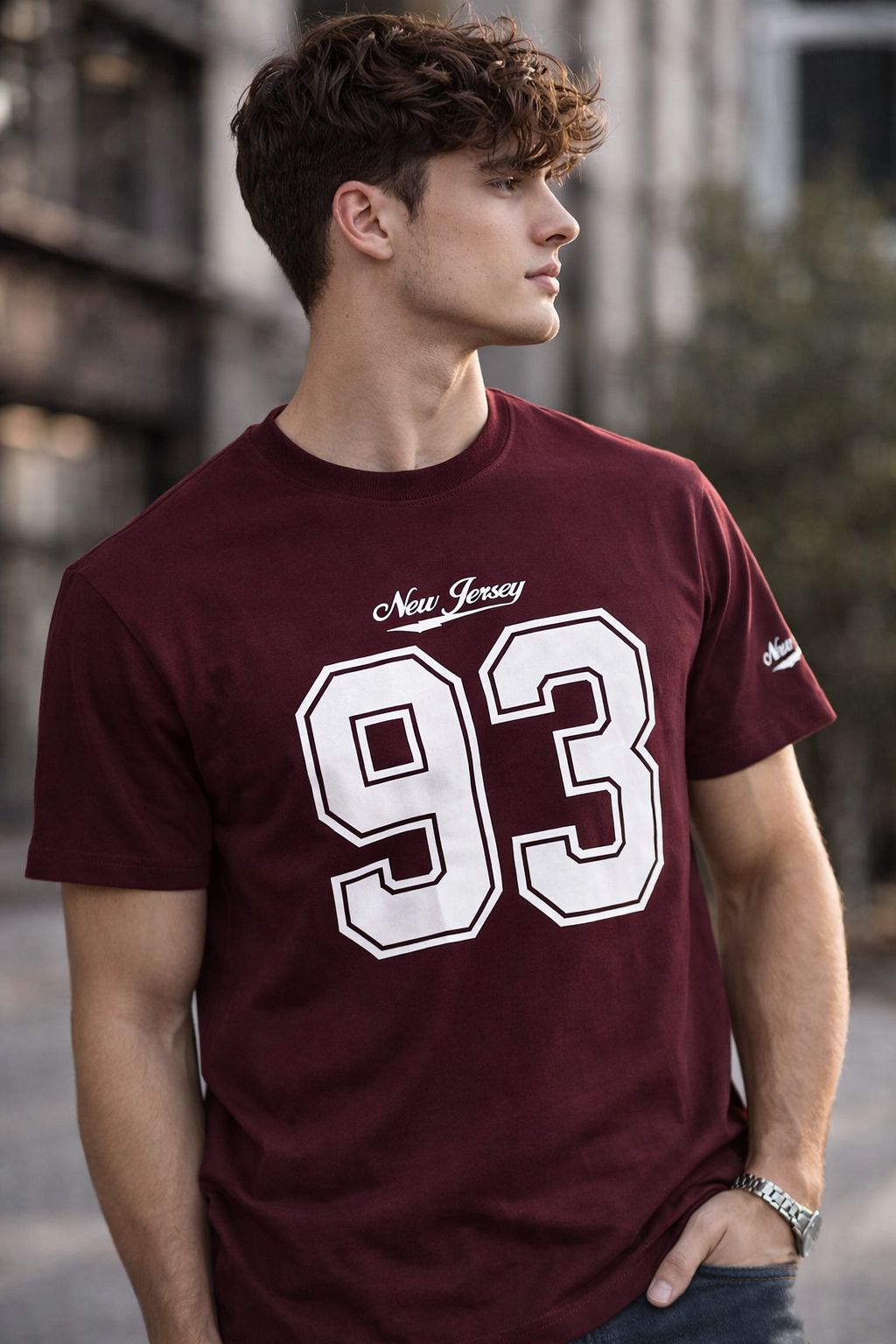 Men’s Oversized Brown Printed Cotton T-Shirt | New Jersey 93 Loose Fit Cotton Streetwear Tee