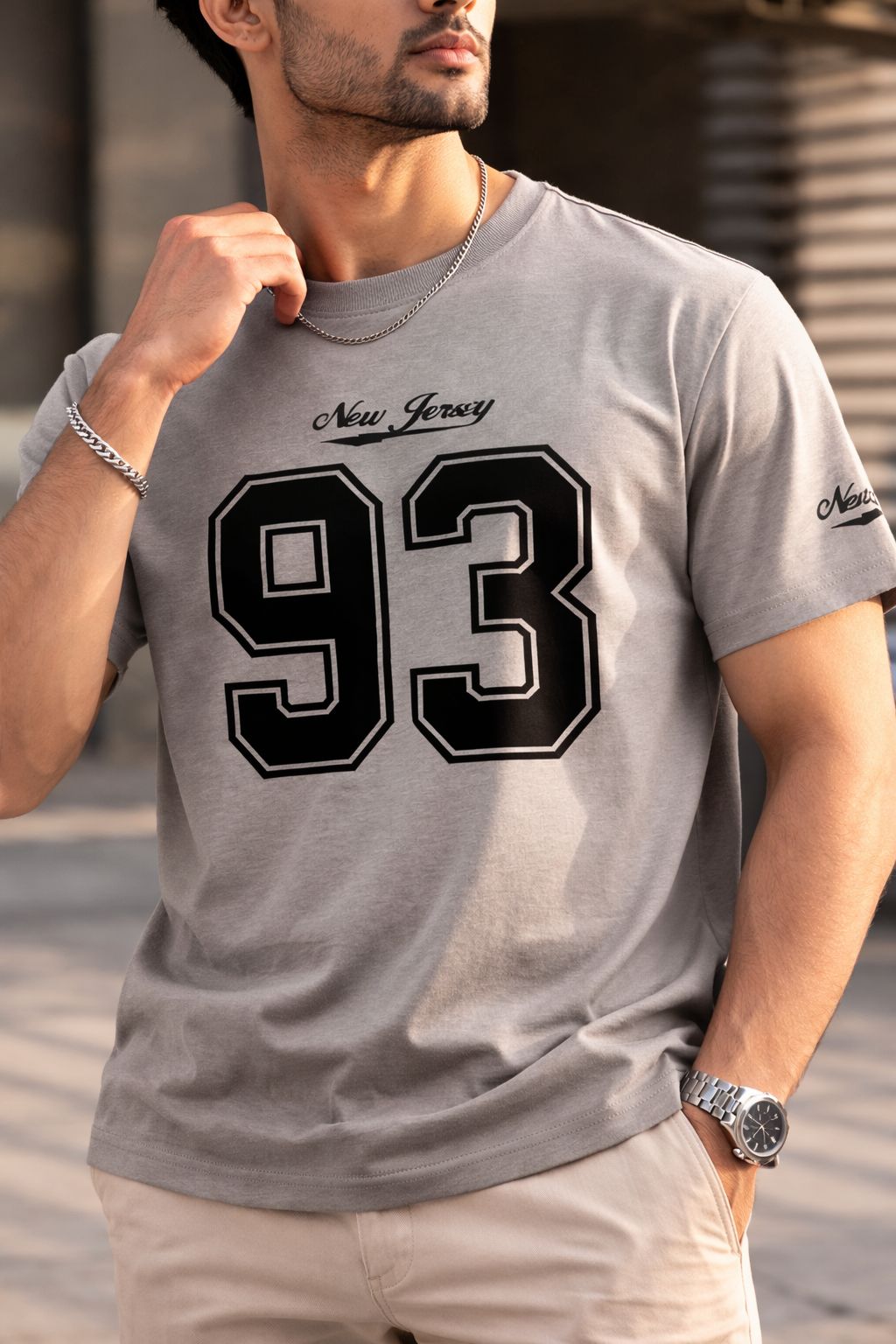 Men’s Oversized Brown Printed Cotton T-Shirt | New Jersey 93 Loose Fit Cotton Streetwear Tee