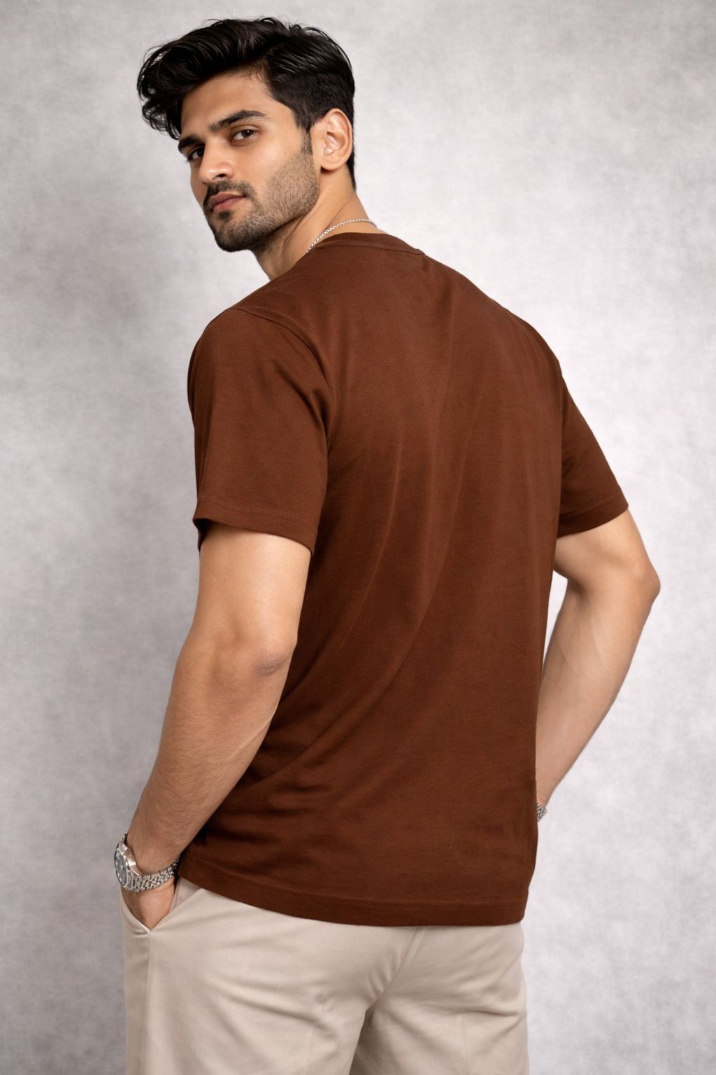 Men’s Oversized Brown Printed Cotton T-Shirt | New Jersey 93 Loose Fit Cotton Streetwear Tee